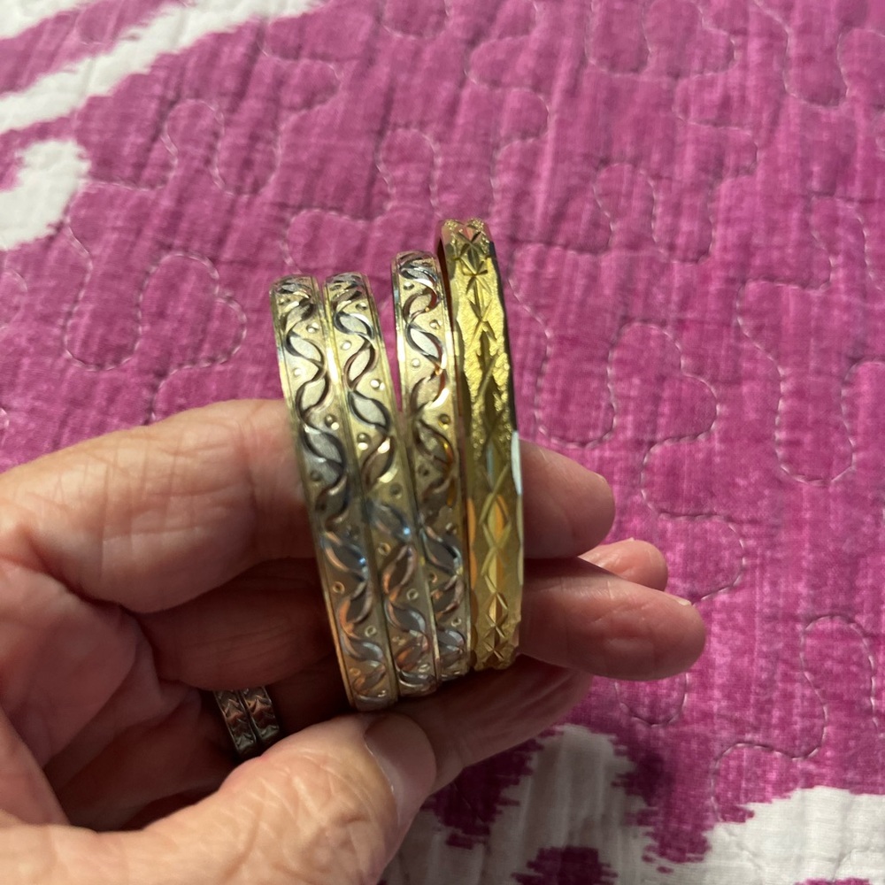Elegant Gold and Silver Bangle Set